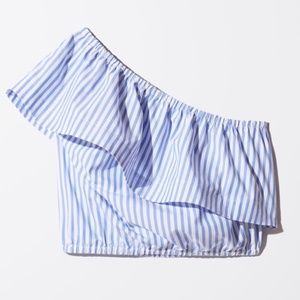 WILFRED (Aritzia) XXS Pinstripe Estée Blouse One Should Rugfle Cropped Crop